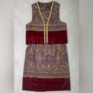 Vintage 2 piece tapestry fabric skirt and vest set